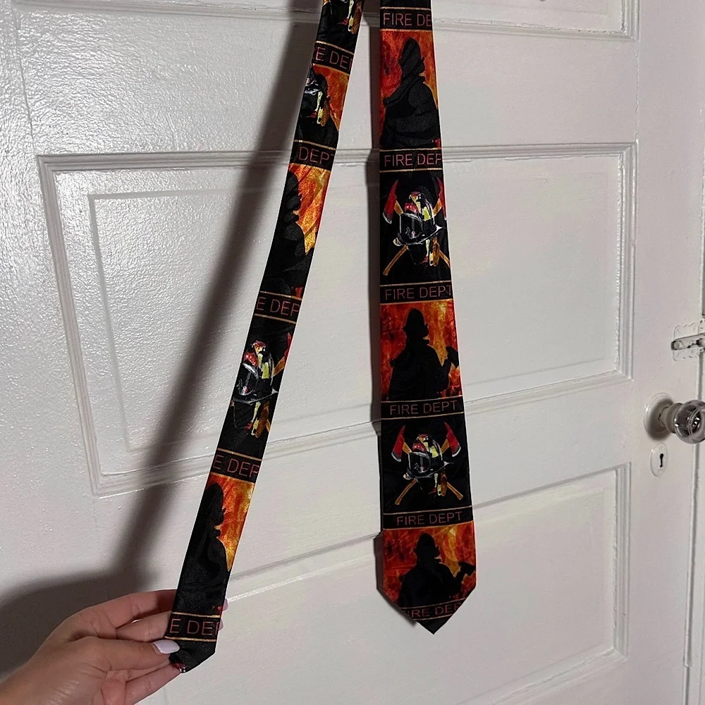 3/$20💥‎ Steven Harris Men’s Tie Firefighter Theme Handmade Fire Dept. Novelty